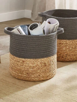 Korb, Anthrazit/Natur -Einrichtungsgeschäft Bandra Korb Dunkelgrau AnthrazitNatur mil