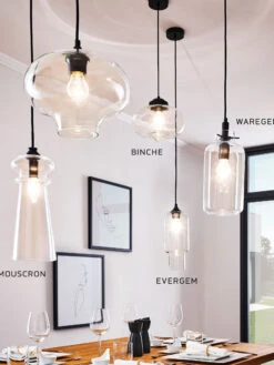 Hängeleuchte, Transparent -Einrichtungsgeschäft BincheEvergemMouscronWaregem Pendelleuchten Transparent mil