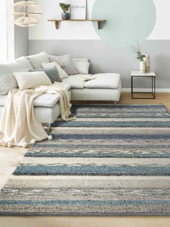 Woll-Teppich, Blue Stripes