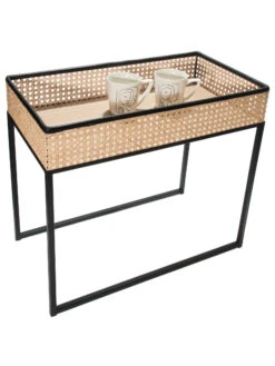 Tisch, Schwarz/Beige -Einrichtungsgeschäft CoffeeTable Tisch Schwarz SchwarzBeige 30x60x50 per2