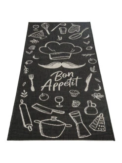 Küchenläufer, Black/White -Einrichtungsgeschäft Cuisine FlachgewebeTeppich Schwarz BlackWhite 80x200 fper