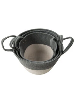 Korb, Grau/Weiss -Einrichtungsgeschäft DoubleBag Korb GrauWeiss Set innen per