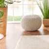 Strick-Pouf, Creme 1 Strick-Pouf, Creme -Einrichtungsgeschäft Kiruna Sitzpouf creme rund mil