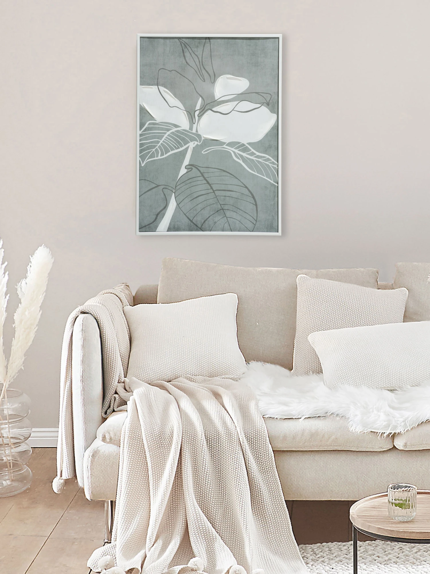 Leinwand-Druck-handbemalt, Graugrün 3 Leinwand-Druck-handbemalt, Graugrün