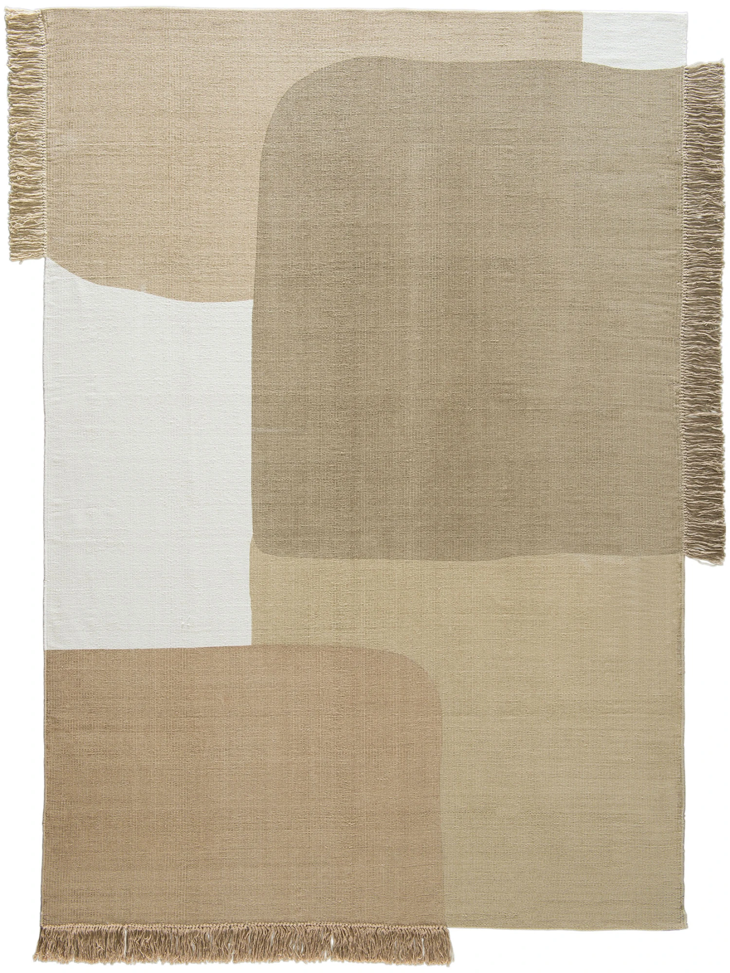 Flachgewebe-Teppich, Beige-Weiss 3 Flachgewebe-Teppich, Beige-Weiss