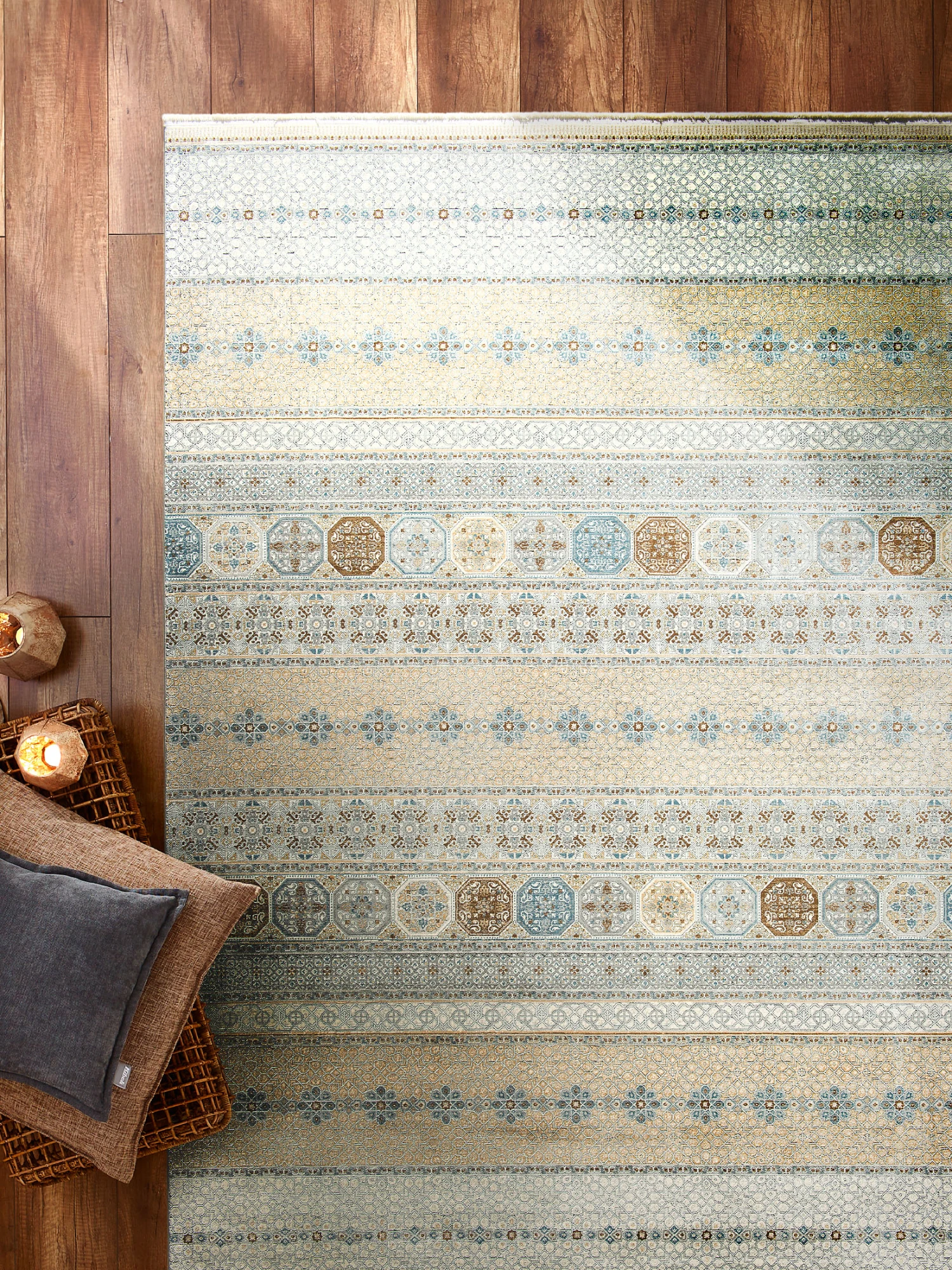 Vintage-Teppich, Blau/Gold/Silber 3 Vintage-Teppich, Blau/Gold/Silber