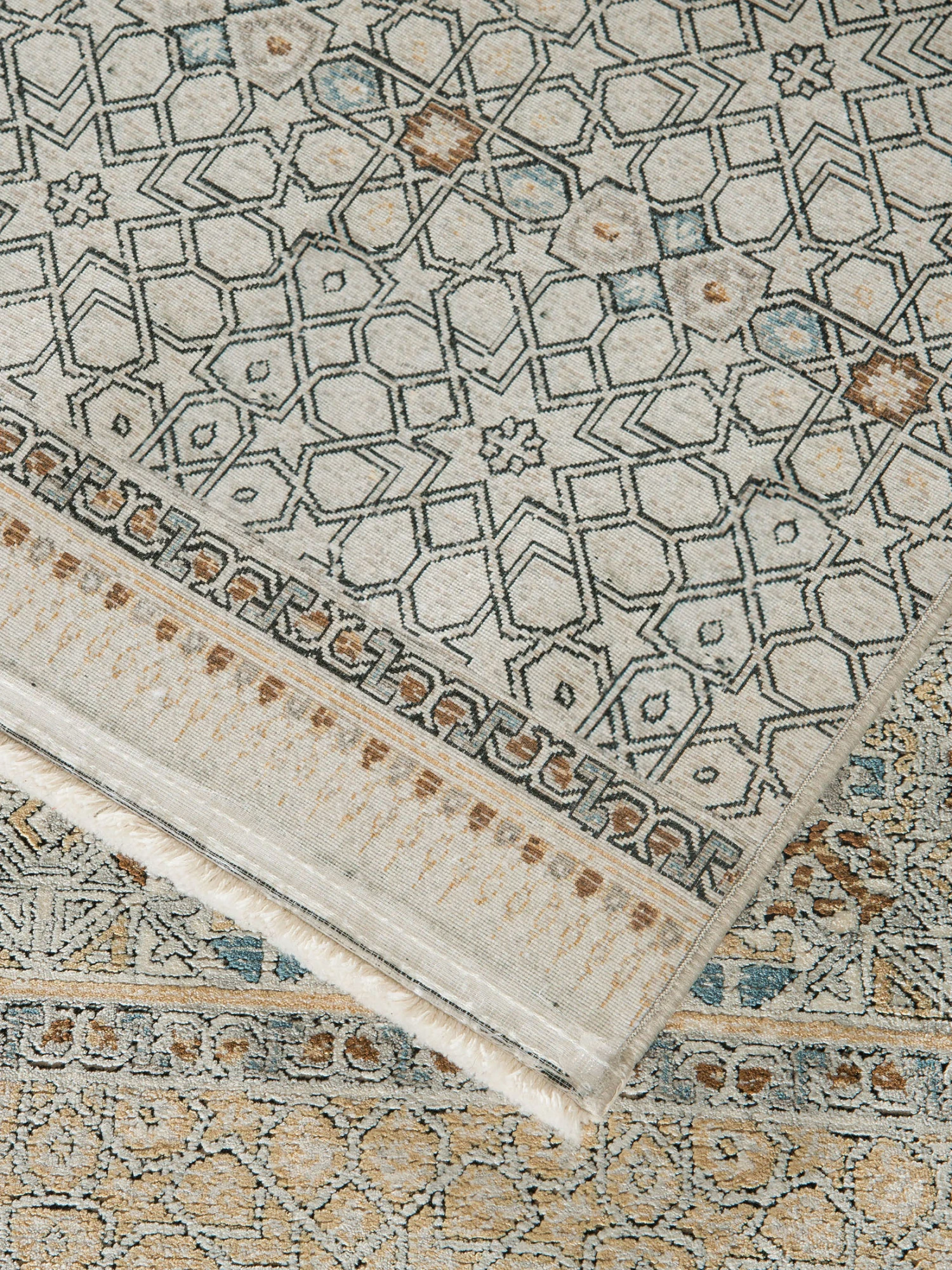 Vintage-Teppich, Blau/Gold/Silber 7 Vintage-Teppich, Blau/Gold/Silber – Bild 5