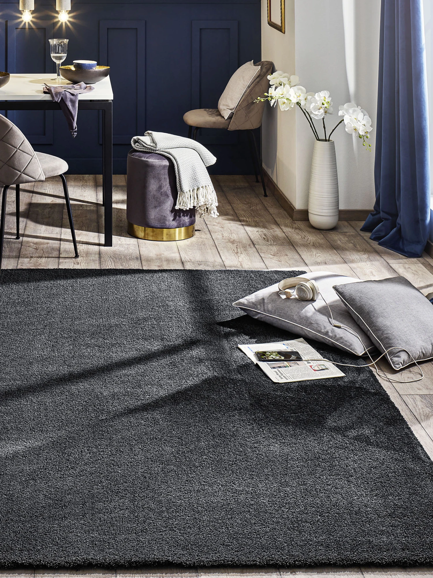 Hochflor-Teppich, Dunkelgrau 3 Hochflor-Teppich, Dunkelgrau